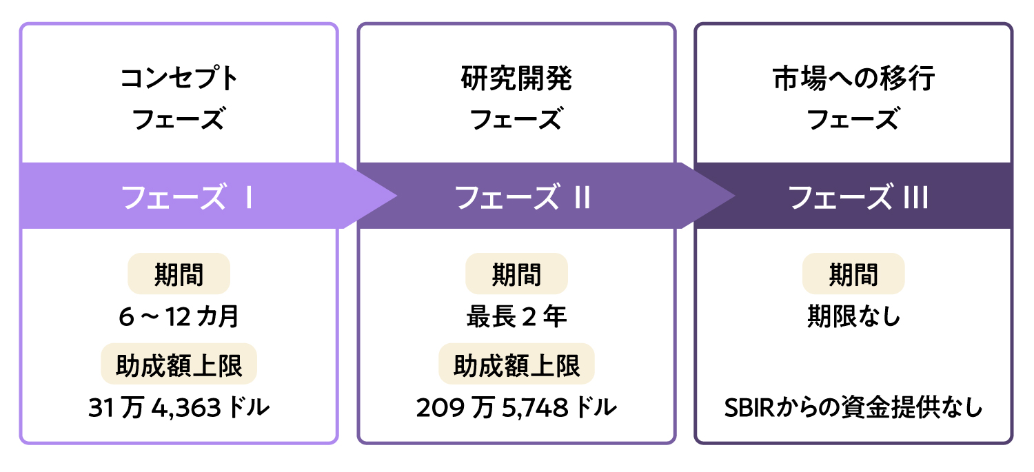 SBIR・STTRのフェーズ（2024年10月時点）